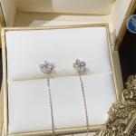 Korean Geometric Long Tassel Drop Earring For Women Shiny Zircon Flower Leaf Cute Rabbit Pendant Earrings Girl Ear Line Jewelry