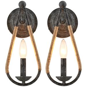 VANZARLA Rustic Wall Sconces Set of 2, 1-Light Simple Vanity Light Bedside Wall Light Fixture for Farmhouse Porch Entryway Laundry Bathroom Bedroom