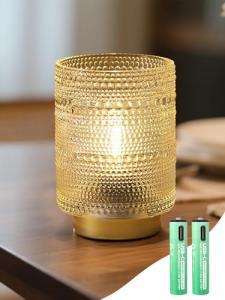 ChicLumen Battery Operated Lamp, Rechargeable Battery Cordless Table Lamp with 2700K Warm White, Mid Century Bedside Light Small Nightstand Lamp for Bedroom, Bathroom, Living Room, Home Decor (Amber)