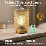 ChicLumen Battery Operated Lamp, Rechargeable Battery Cordless Table Lamp with 2700K Warm White, Mid Century Bedside Light Small Nightstand Lamp for Bedroom, Bathroom, Living Room, Home Decor (Amber)