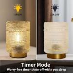 ChicLumen Battery Operated Lamp, Rechargeable Battery Cordless Table Lamp with 2700K Warm White, Mid Century Bedside Light Small Nightstand Lamp for Bedroom, Bathroom, Living Room, Home Decor (Amber)