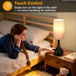 LEDIKON Touch Table Lamp for Nightstand, 3-Way Dimmable, Space Saving & No Assembly Required, Upgraded Small Modern Black Bedside Lamp for Bedroom, Living Room, Office (Bulb Included)