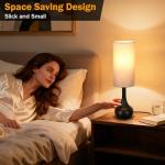 LEDIKON Touch Table Lamp for Nightstand, 3-Way Dimmable, Space Saving & No Assembly Required, Upgraded Small Modern Black Bedside Lamp for Bedroom, Living Room, Office (Bulb Included)