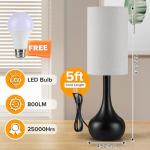 LEDIKON Touch Table Lamp for Nightstand, 3-Way Dimmable, Space Saving & No Assembly Required, Upgraded Small Modern Black Bedside Lamp for Bedroom, Living Room, Office (Bulb Included)