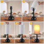 LEDIKON Touch Table Lamp for Nightstand, 3-Way Dimmable, Space Saving & No Assembly Required, Upgraded Small Modern Black Bedside Lamp for Bedroom, Living Room, Office (Bulb Included)