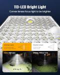 SUPERDANNY Solar Outside Lights with 113 Bright LEDs 7000K, Motion Sensor Outdoor Flood Lights Dusk to Dawn with 16ft Cable IP65 Waterproof, Security Light for Garden Barn Porch 2 Pack