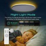 Roomratv Flush Mount Ceiling Light Fixture with Remote Control, Nightlight Warm 3000K, Hardwired 12inch 28W Round, 3000K-6500K Light Color Changeable, Brightness Adjustable