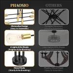 Phaosio Modern Sputnik Chandelier Ceiling Light Fixtures, 6-Lights Mid Century Industrial Metal Semi Flush Mount Lamp for Bedroom Dining Room Living Room Kitchen Hallway Office-Black and Gold