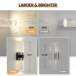 CCYCOL Black Modern LED Wall Sconce - 18 Inch Wall Sconces Set of Two 4000K Dimmable Crystal Sconce Wall Lighting Indoor Wall Mount Bathroom Vanity Light Fixtures for Bedroom Living Room, 12W