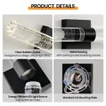 CCYCOL Black Modern LED Wall Sconce - 18 Inch Wall Sconces Set of Two 4000K Dimmable Crystal Sconce Wall Lighting Indoor Wall Mount Bathroom Vanity Light Fixtures for Bedroom Living Room, 12W