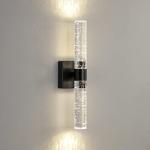 CCYCOL Black Modern LED Wall Sconce - 18 Inch Wall Sconces Set of Two 4000K Dimmable Crystal Sconce Wall Lighting Indoor Wall Mount Bathroom Vanity Light Fixtures for Bedroom Living Room, 12W