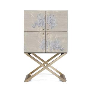 Light luxury retro embroidery solid wood wine modern villa home design sense high-end living room wall storage decoration