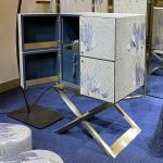 Light luxury retro embroidery solid wood wine modern villa home design sense high-end living room wall storage decoration