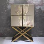 Light luxury retro embroidery solid wood wine modern villa home design sense high-end living room wall storage decoration