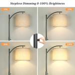 ROTTOGOON Dimmable Floor Lamp, Arc Floor Lamps for Living Room, Stepless Dimming Modern Standing Lamp with Linen Shade, Tall Lamp for Bedroom Office Dining Room- Black