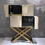 Light luxury retro embroidery solid wood wine modern villa home design sense high-end living room wall storage decoration