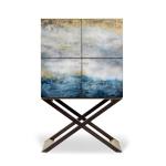 Light luxury retro embroidery solid wood wine modern villa home design sense high-end living room wall storage decoration