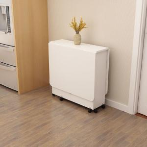 Folding dining table household multifunctional belt wheel movable rectangular restaurant dormitory dining table