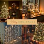 2-Pack Total 164FT 400LED Connectable Christmas Lights Outdoor, Christmas String Lights Waterproof with 8 Modes & Timer, Green Wire Twinkle Lights for Xmas Tree Decorations Outdoor Indoor, Warm White