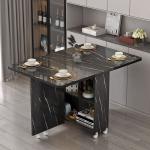 Folding dining table household multifunctional belt wheel movable rectangular restaurant dormitory dining table