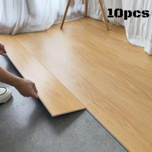 10Pcs 40x15cm PVC Floor Stickers Self-adhesive Waterproof Thickened Wood Grain Floor Foam Living Room