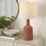 Nourison Home 22" Orange Terracotta Ceramic Table Lamp for Modern, Transitional, Bedside Table, Living Room, Dining, Entryway