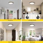 Modern Wood Ceiling Light,Round LED Flush Mount Ceiling Light,Minimalist Ceiling Lamp Black Ceiling Lighting Fixtures for Kitchen Bedroom Laundry Room Living Room Entryway Hallway&11.81 in