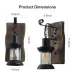 Rustic Industrial Wall Sconces, Black Metal Lantern with Wood Backplate, Farmhouse Indoor Light Fixture for Dining Room, Hallway, Porch