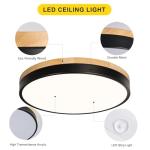 Modern Wood Ceiling Light,Round LED Flush Mount Ceiling Light,Minimalist Ceiling Lamp Black Ceiling Lighting Fixtures for Kitchen Bedroom Laundry Room Living Room Entryway Hallway&11.81 in