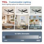 TCL 52" Black Ceiling Fan with Lights & Remote