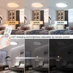 Roomratv Flush Mount Ceiling Light Fixture with Remote Control, Nightlight Warm 3000K, Hardwired 12inch 28W Round, 3000K-6500K Light Color Changeable, Brightness Adjustable