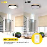 Modern Wood Ceiling Light,Round LED Flush Mount Ceiling Light,Minimalist Ceiling Lamp Black Ceiling Lighting Fixtures for Kitchen Bedroom Laundry Room Living Room Entryway Hallway&11.81 in