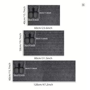 Gray striped kitchen indoor outdoor door mat floor mat anti-slip carpet, suitable for door, bathroom, kitchen, living room
