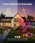 eufy Permanent Outdoor Lights E22, 100ft with 60 Triple-LED Lights, Smart RGBWW for Christmas, Daily and Holiday, Up to IP67 Waterproof, AI Themes for Christmas Decorations, Links with Cameras