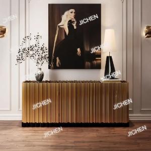 HS Italian light luxury dining side cabinet high-end villa home creative design stainless steel symphony wall storage cabinet