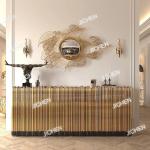 HS Italian light luxury dining side cabinet high-end villa home creative design stainless steel symphony wall storage cabinet