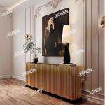 HS Italian light luxury dining side cabinet high-end villa home creative design stainless steel symphony wall storage cabinet