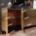 HS Italian light luxury dining side cabinet high-end villa home creative design stainless steel symphony wall storage cabinet