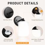 XIFEINIU Wall Sconces Set of Two Bathroom Light Fixtures with Frosted Glass Shade, Modern Matte Black Wall Lights Vanity Lights, Sconces Wall Decor Set of 2 for Bathroom Bedroom Mirror (E26 Base)