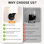 XIFEINIU Wall Sconces Set of Two Bathroom Light Fixtures with Frosted Glass Shade, Modern Matte Black Wall Lights Vanity Lights, Sconces Wall Decor Set of 2 for Bathroom Bedroom Mirror (E26 Base)