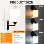 XIFEINIU Wall Sconces Set of Two Bathroom Light Fixtures with Frosted Glass Shade, Modern Matte Black Wall Lights Vanity Lights, Sconces Wall Decor Set of 2 for Bathroom Bedroom Mirror (E26 Base)