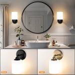XIFEINIU Wall Sconces Set of Two Bathroom Light Fixtures with Frosted Glass Shade, Modern Matte Black Wall Lights Vanity Lights, Sconces Wall Decor Set of 2 for Bathroom Bedroom Mirror (E26 Base)