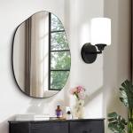 XIFEINIU Wall Sconces Set of Two Bathroom Light Fixtures with Frosted Glass Shade, Modern Matte Black Wall Lights Vanity Lights, Sconces Wall Decor Set of 2 for Bathroom Bedroom Mirror (E26 Base)