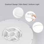 Roomratv Flush Mount Ceiling Light Fixture with Remote Control, Nightlight Warm 3000K, Hardwired 12inch 28W Round, 3000K-6500K Light Color Changeable, Brightness Adjustable