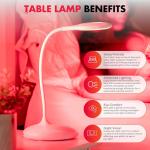 620nm Red Table Lamp Touch Sensitive With Standing Dimmable NO Blue Desk Reading Lights USB Rechargeable Migraine Relieve