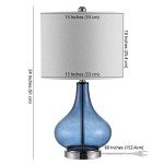 Safavieh Lighting Collection Brooks Blue Glass 24-inch Bedroom Living Room Home Office Desk Nightstand Table Lamp (LED Bulb Included)