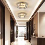 Crystal Dimmable Flush Mount Ceiling Light, Black Modern LED Close to Ceiling Light Fixture with 5CCT 2700K-6000K, Round Kitchen Lighting for Bedroom, Laundry Room, Hallway, Bathroom (11in 24W)