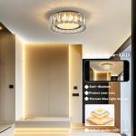 Crystal Dimmable Flush Mount Ceiling Light, Black Modern LED Close to Ceiling Light Fixture with 5CCT 2700K-6000K, Round Kitchen Lighting for Bedroom, Laundry Room, Hallway, Bathroom (11in 24W)