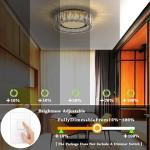 Crystal Dimmable Flush Mount Ceiling Light, Black Modern LED Close to Ceiling Light Fixture with 5CCT 2700K-6000K, Round Kitchen Lighting for Bedroom, Laundry Room, Hallway, Bathroom (11in 24W)