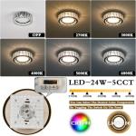 Crystal Dimmable Flush Mount Ceiling Light, Black Modern LED Close to Ceiling Light Fixture with 5CCT 2700K-6000K, Round Kitchen Lighting for Bedroom, Laundry Room, Hallway, Bathroom (11in 24W)